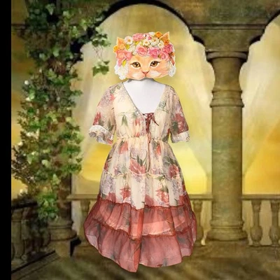 VESTIDO CORSÉ FLORAL CAPRICHOSO ETÉREO DE GASA CON VOLANTES EN CAPAS DE COLECCIÓN FAIRY ELF BOHO Foto 1 de 4