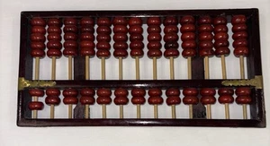 VTG Chinese Solid Wood Abacus 13 Rows 91 Beads Diamond Brand Brass Corner Accent - Picture 1 of 16