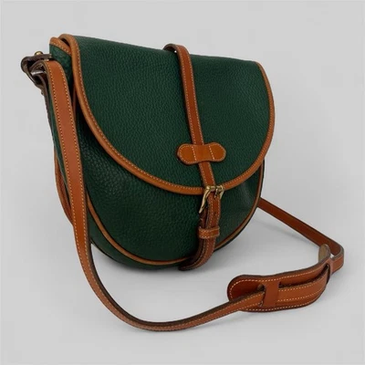 Dooney & Bourke Overland Crossbody AWL Green Leather Saddle Equestrian Bag 80s - Image 1 of 4