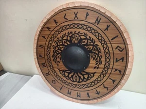 Fully Functional Medieval Wooden Viking Designer Armor Shield Best Handmade Gift - Picture 1 of 6