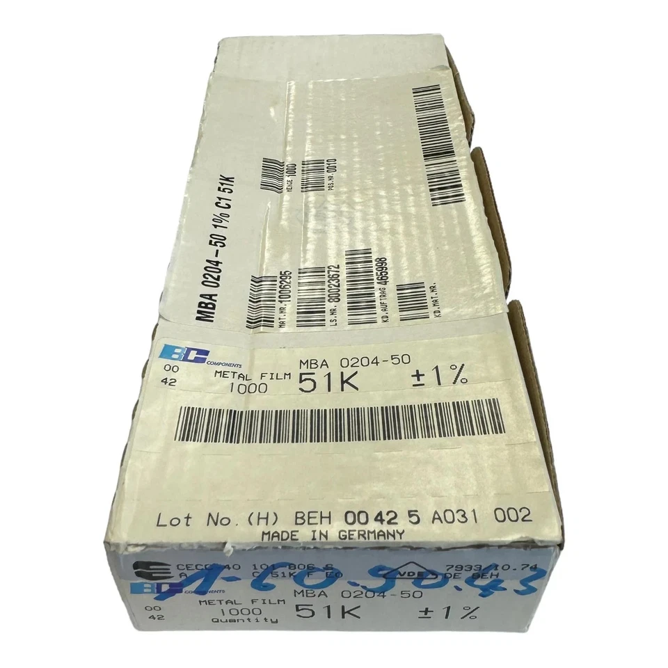 MBA0204-50 BC Metal Film Resistor 51 kohm 51K 1/4W 1% QTY:1000 Foto 1 de 1