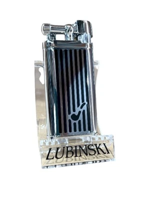 Briquet Lubinsky Pour Pipe Professor Chrome Brillant Rayé Noir Logo Pipe - Photo 1/4