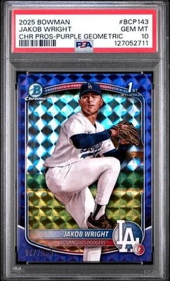 2025 Bowman #BCP-143 Jakob Wright 1st Bowman Chrome Purple Geometric /250 PSA 10 - Image 1 of 2