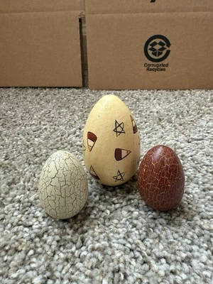 Lot Of 3 Halloween Primitive Egg Shelf Sitters Table Decoration Candy Corn  - Image 1 of 3