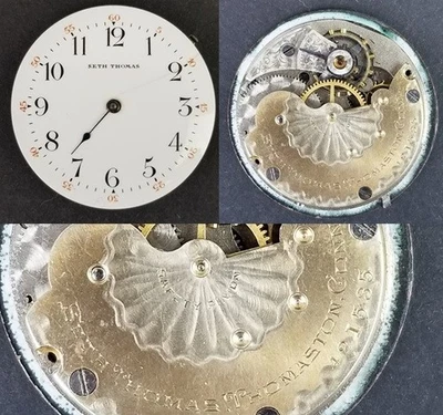 Seth Thomas  pocket watch movement face hand 6s 7j 1901 - Image 1 of 4