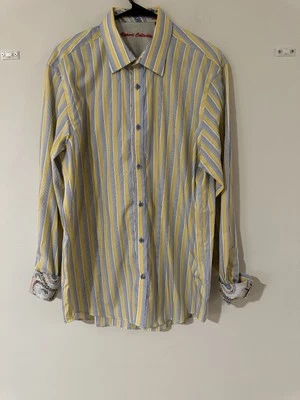 Report Collect Men’s Yellow/Blue striped Button Up Size L - Image 1 of 4