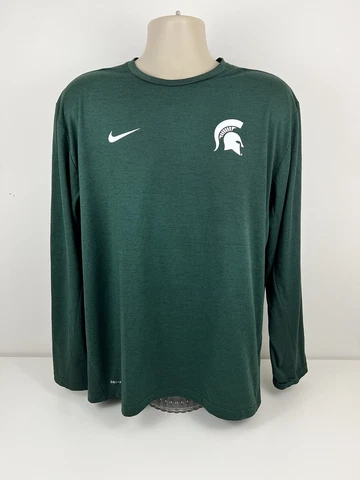 Nike Michigan St. Spartans Green Long Sleeve Shirt Mens Size XL Dri Fit NCAA EUC Cover