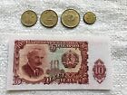 Bulgaria Currency Job Lot - 4 Coins (1, 2, 5, 20 Lev) & 1 Lev Banknote