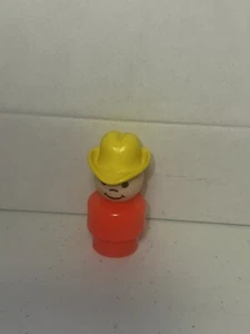 Vintage Fisher-Price Little People ~ Man/Farmer/Cowboy ~ Red Body & Yellow Hat - Picture 1 of 4