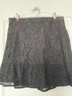 J. Crew Adult 6 Black Floral Lace Ruffle Elastic Waist Lined Mini Skirt
