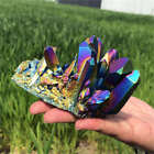 350g Titanium rainbow crystal cluster quartz crystal vug point reiki crystal dec