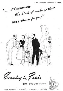 1948 Advert Bourjois 'EVENING in PARIS' Perfume Small Vintage Original Print Ad - Picture 1 of 1