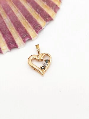 Colgante de plata de ley 925 oro vermeil diamante genuino zafiro corazón amor Foto 1 de 4