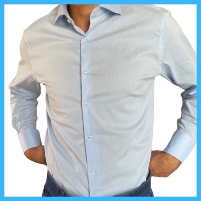 Camicia uomo manica lunga cotone elegante elasticizzata regular bianca nera xxl - Immagine 1 di 4