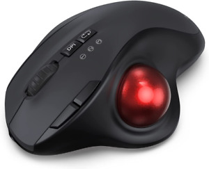 2.4G+Dual Bluetooth Wireless Trackball Mouse, 3-Device Connection Ergonomic Mous
