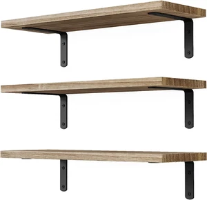 Wooden Wall Floating Shelves, 3 Sets Shelves for Wall Décor, Bathroom Storage, B - Picture 1 of 7