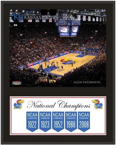 Kansas Jayhawks 5-Time Basketball National Champs 12x15 Legacy Plaque Cover