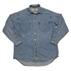 VINTAGE Levis Shirt Mens Small Blue Denim Button Up Workwear Western Casual