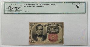 Fr. 1266 5th Issue 10c Fractional Currency Red Seal Legacy EF-40 w/Comments
