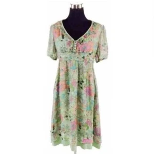 Vintage Cynthia Steffe Designer Floral Lace & Velvet Trim Cottagecore Boho Dress - Picture 1 of 6
