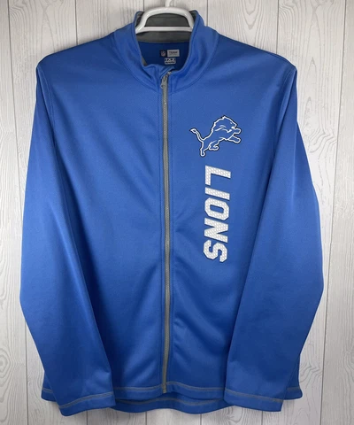 Detroit Lions Jacket Men’s Large Blue Full Zip NFL Apparel TX3 Warm Long Sleeve Cover