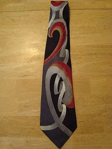 ANTONIO RICCI ITALY GRAY RED ABSTRACT 100% SILK MEN'S TIE L- 56" W- 4" EUC - Picture 1 of 6