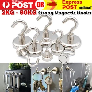 6PCS 12-48MM Rare Earth Neodymium N38 Magnetic Hanger Holder Magnet Hanging Hook - Picture 1 of 17