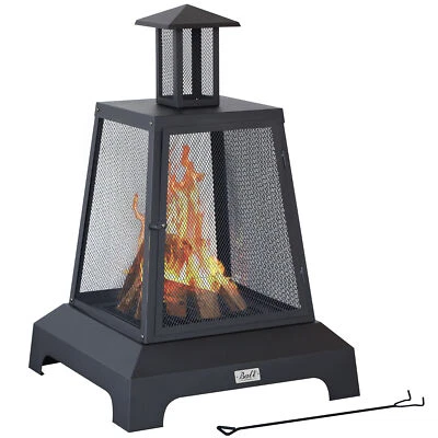 BALI OUTDOORS Fire Pit Wood Burning Large Patio Fire Place Mesh Spark Screen