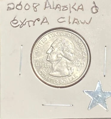 2008 D Quarter Alaska error extra bear claw.  - Image 1 of 3