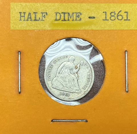 1861 U.S Early silver Half Dime**** VF Cover