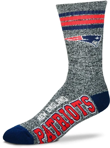 New England Patriots Football Gray Got Marbled 4 Stripe Deuce Crew Socks Cover