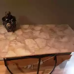 24"x18" Rose Quartz Agate Stone Counter Slab, Console Slab Home Patio Decor Top - Picture 1 of 3