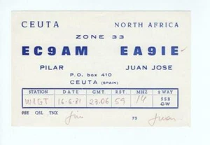 QSL, EA9IE, Ceuta, 1981 - Picture 1 of 1