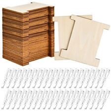 200 Pcs Ribbon Storage Organizer Set Flat Wood Ribbon Spools with Folding Cli...