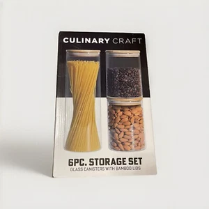 Glass Canisters W/Bamboo Lids ~6 Pc Storage Set CULINARY CRAFT ~ See Description - Picture 1 of 3
