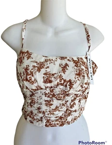 Lilly Star Medium Cropped Top Bustier creme braun verstellbar Spaghettiträger Neu mit Etikett - Bild 1 von 3