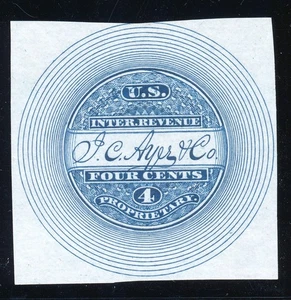 SELLO PRIVADO PATENTADO TROQUEL 4 c. Azul - Medicina, James Cook Ayer & Co. 143 - Imagen 1 de 2