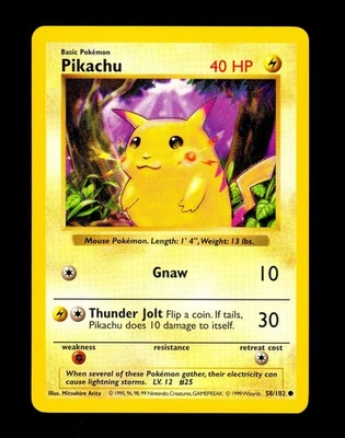 1999 Pokemon RED CHEEKS PIKACHU Base Set SHADOWLESS Edition Card 58/102 WotC NM - Image 1 of 2