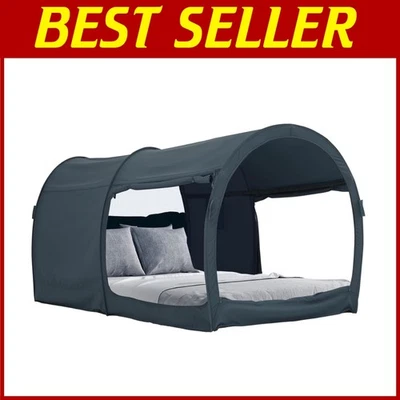 Lujosa tienda con dosel transpirable para cama - Solución de privacidad para tamaños dobles y completos Foto 1 de 4