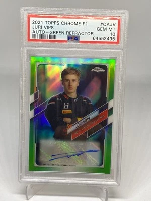 2021 Chrome F1 Juri Vips Auto /99 Green REFRACTOR PSA 10 GEM MT POP 8 RED BULL - Image 1 of 4