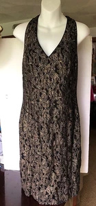 Cache Size 12 Dress Halter Top Open Back Gold/ Black Knee Length Party - Picture 1 of 7