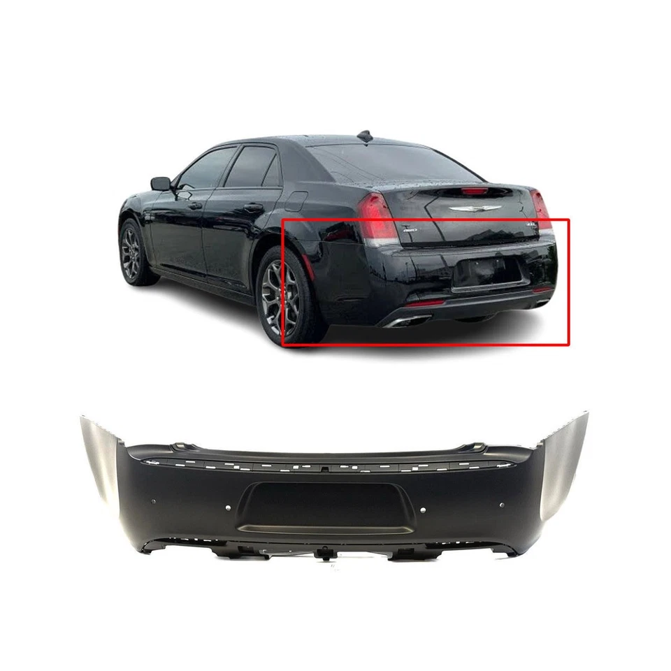 Cubierta de parachoques trasero para Chrysler 300 2015-2018 con orificios de estacionamiento imprimados CH1100A00 Foto 1 de 4