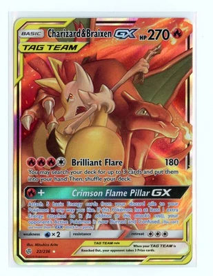 Charizard & Braixen GX 22/236 Ultra Rare Holo SM - Cosmic Eclipse Pokemon TCG - Image 1 of 2