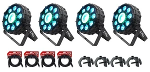 4) Chauvet DJ FX Par 9 DMX Multi-Effect LED, SMD RGB+UV Par Lights+Cables+Clamps - Picture 1 of 10