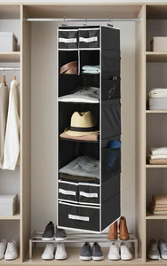 Armario Organizador Colgante 9 Estantes con Cajones Ajustable Almacenamiento Armario Cubo - Imagen 1 de 11