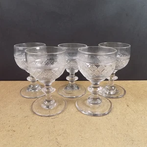 5 Antique c1820 Regency Cut Flint Glass Sherry Wines Blown 3.5"x2" VGC - Picture 1 of 6