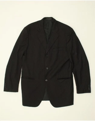 CERRUTI Mens 3 Button Blazer Jacket IT 50 Large Black Striped Viscose GL07 - Image 1 of 4