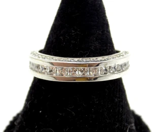 Sterling Silver Channel Set CZ Ring Half Infinity Band Sz 6.25 - Picture 1 of 6