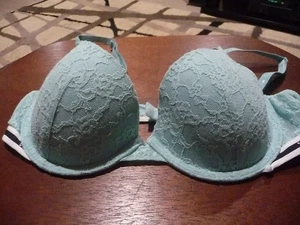 Victoria's Secret Demi Lined Bra  36B Solid Victoria Aqua Lace Sexy - Picture 1 of 3