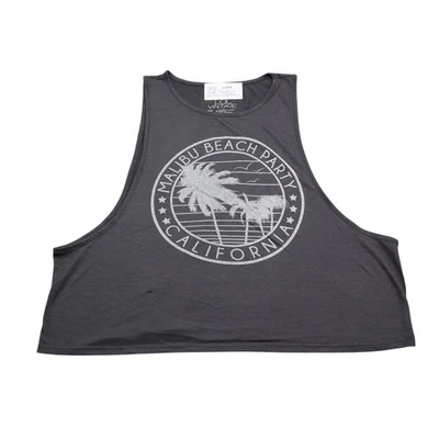 Camisa LOL Vintage Para Mujer L Negra Malibú Playa Fiesta Estampado Gráfico Sin Mangas Top Foto 1 de 4